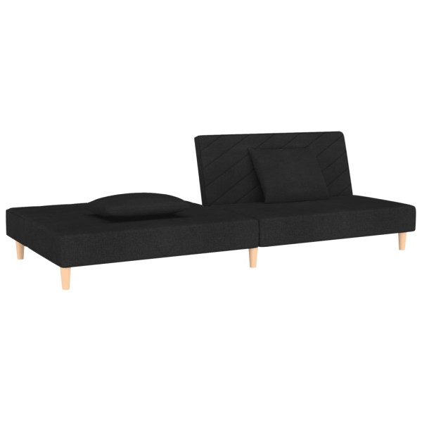 Sofá cama de 2 plazas con dos almohadas tela negro M 5