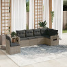 6 pcs conjunto sofás de jardim com almofadões vime cinzento 1