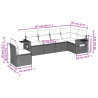 6 pcs conjunto sofás de jardim com almofadões vime cinzento 3