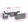Set de muebles de jardín 9 pzas y cojines ratán sintético gris 3