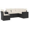 Set de muebles de jardín 5 pzas y cojines ratán sintético negro 2