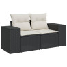5 pcs conjunto sofás de jardim com almofadões vime PE preto 3