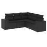 Set de muebles de jardín 5 pzas y cojines ratán sintético negro 2