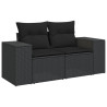 Set de muebles de jardín 5 pzas y cojines ratán sintético negro 3