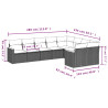 9 pcs conjunto sofás p/ jardim com almofadões vime PE cinzento 3