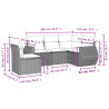 Set de muebles de jardín 5 pzas y cojines ratán sintético negro 3