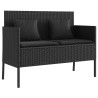 Banco de jardim com almofadões vime PE preto 2