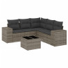 Set de muebles de jardín 6 pzas y cojines ratán sintético gris 2