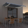 Toldo retrátil manual com LED 400x300 cm azul e branco 1