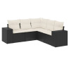 Set de muebles de jardín 5 pzas y cojines ratán sintético negro 2