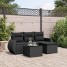 5 pcs conjunto sofás de jardim com almofadões vime PE preto 1
