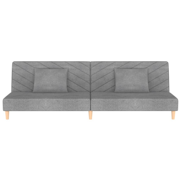 Sofá cama de 2 plazas con dos almohadas tela gris claro M 4