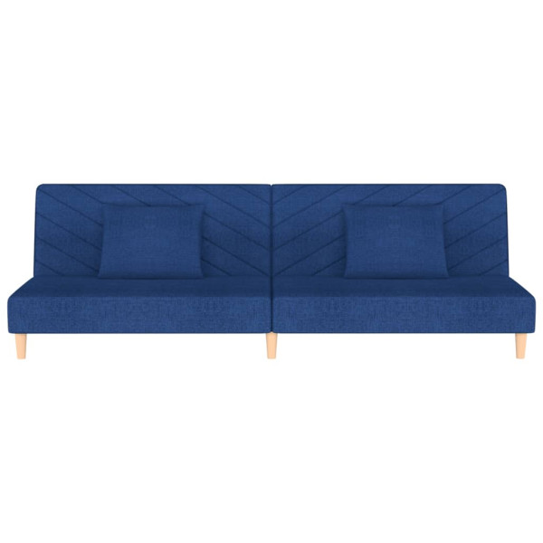 Sofá-cama 2 lugares com duas almofadas tecido azul M 4