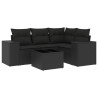 Set de muebles de jardín 5 pzas y cojines ratán sintético negro 2