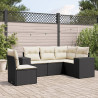 Set de muebles de jardín 5 pzas y cojines ratán sintético negro 1