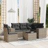 6 pcs conjunto sofás de jardim com almofadões vime cinzento 1