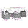 Set de muebles de jardín 6 pzas y cojines ratán sintético gris 3