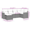 Set de muebles de jardín 6 pzas y cojines ratán sintético gris 3