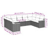 9 pcs conjunto sofás p/ jardim com almofadões vime PE cinzento 3