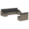 Set de muebles de jardín 9 pzas y cojines ratán sintético gris 2