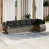 6 pcs conjunto sofás de jardim com almofadões vime cinzento 1