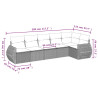 Set de muebles de jardín 6 pzas y cojines ratán sintético gris 3
