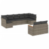 Set de muebles de jardín 9 pzas y cojines ratán sintético gris 2