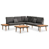 Set de muebles de jardín 4 piezas con cojines madera de acacia 1