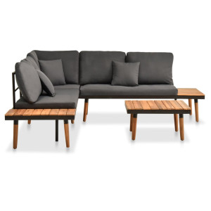 Set de muebles de jardín 4 piezas con cojines madera de acacia H