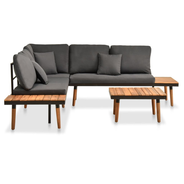 Set de muebles de jardín 4 piezas con cojines madera de acacia M 2