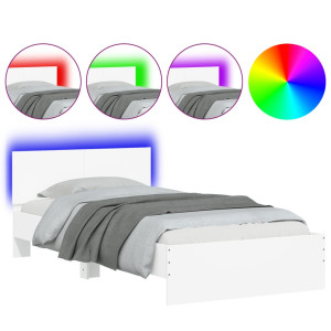 Estrutura de cama com cabeceira e luzes LED 100x200 cm branco H