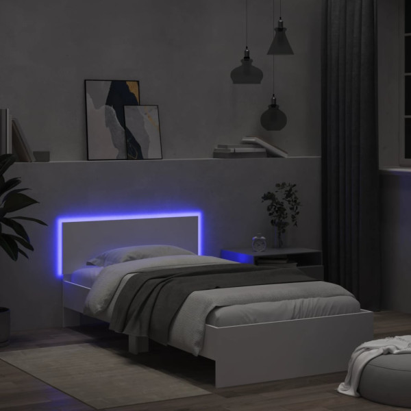 Estructura de cama con cabecero y luces LED blanco 100x200 cm M 4