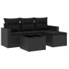 Set de muebles de jardín 5 pzas y cojines ratán sintético negro 2