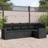 Set de muebles de jardín 5 pzas y cojines ratán sintético negro 1