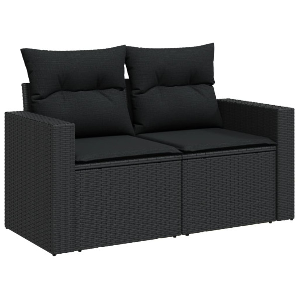 Set de muebles de jardín 5 pzas y cojines ratán sintético negro M 5