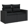 5 pcs conjunto sofás de jardim com almofadões vime PE preto 5