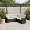 Set de muebles de jardín 5 pzas y cojines ratán sintético negro 1