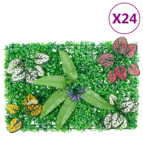   Valla de plantas artificiales 24 uds verde 40x60 cm D