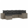 Set de muebles de jardín 6 pzas y cojines ratán sintético gris 2