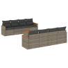 Set de muebles de jardín 9 pzas y cojines ratán sintético gris 2