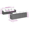 9 pcs conjunto sofás p/ jardim com almofadões vime PE cinzento 3