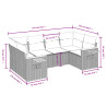 Set de muebles de jardín 6 pzas y cojines ratán sintético gris 3