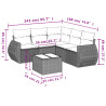 Set de muebles de jardín 6 pzas y cojines ratán sintético gris 3