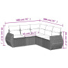 Set de muebles de jardín 5 pzas y cojines ratán sintético negro 3