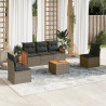 Set de muebles de jardín 6 pzas y cojines ratán sintético gris 1
