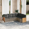 6 pcs conjunto sofás de jardim com almofadões vime cinzento 1