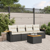 5 pcs conjunto sofás de jardim com almofadões vime PE preto 1