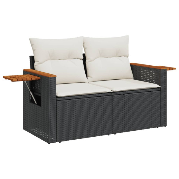 5 pcs conjunto sofás de jardim com almofadões vime PE preto M 4