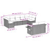 Set de muebles de jardín 9 pzas y cojines ratán sintético gris 3