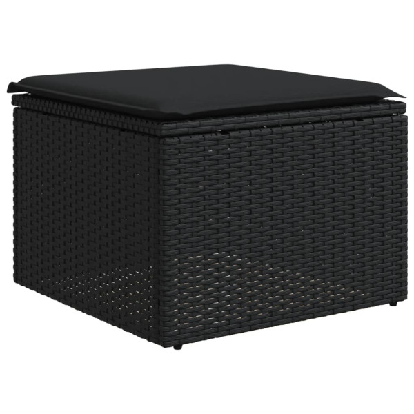5 pcs conjunto sofás de jardim com almofadões vime PE preto M 3